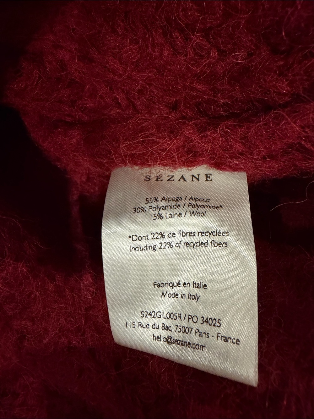 Sezane Emile Cardigan in Burgundy - Small - Picture 7 of 8